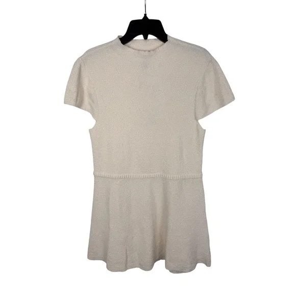 AQUA Women's Cream Textured Short Sleeve‎ Fit & Flare Mini Dress - XXL - Picture 6 of 11